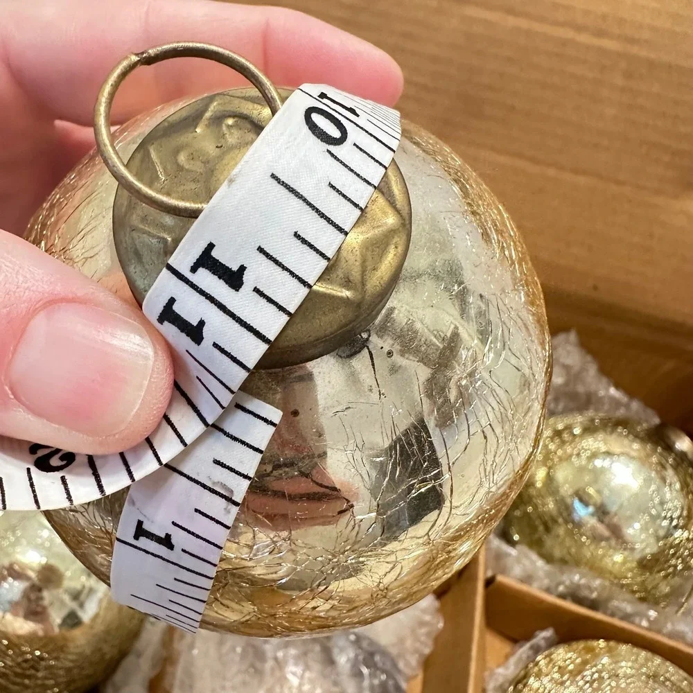 Restoration Hardware Gold Crackle Glass Ball Christmas Ornaments Set of‎ 6 3.5in
